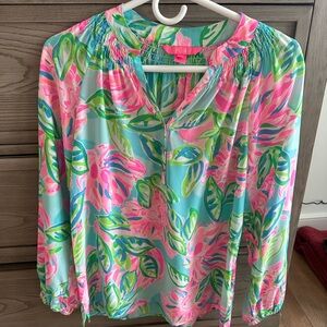 Lilly Pulitzer floral silk blouse